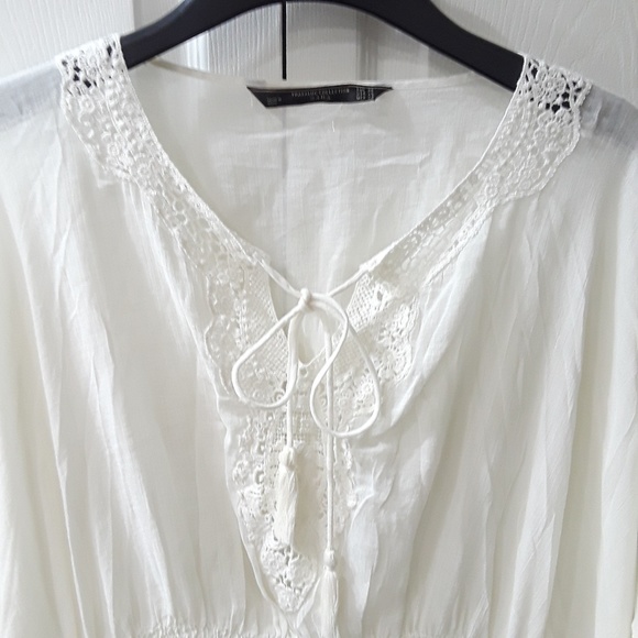 ZARA boho lace tie front batwing blouse, xsmall - Picture 6 of 6